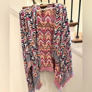 Roffe Multicolor Chevron Pattern Poncho One Size